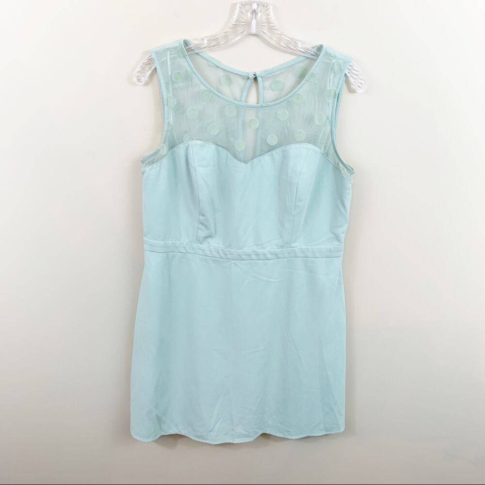 Lauren Conrad Mint Green Sheath Polka Dotted Dress